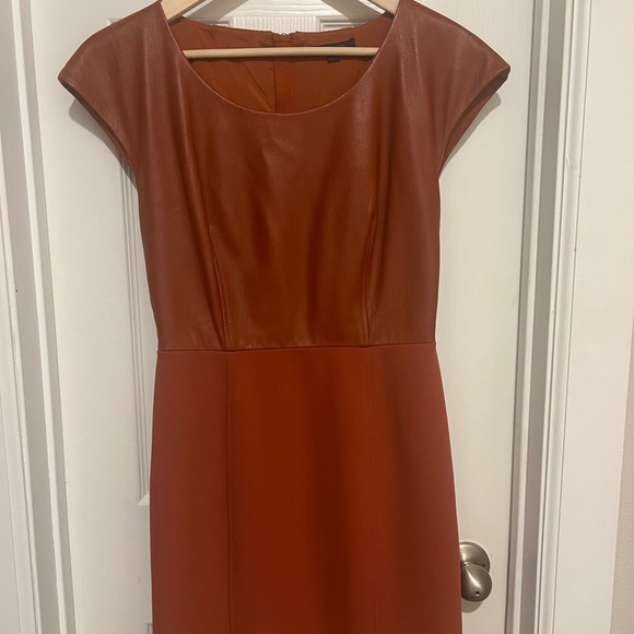 Rachel Zoe DRESS Lamb LeatherCap Short Sleeve- Women’s Size 6 Orange - Picture 12 of 13